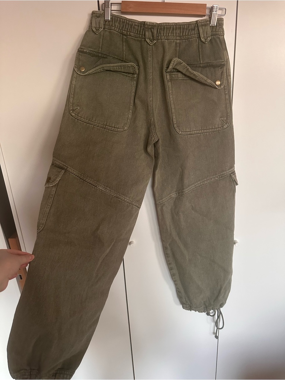 Free people come and get it utility olive hunter green parachute cargo pants - Picture 4 of 9